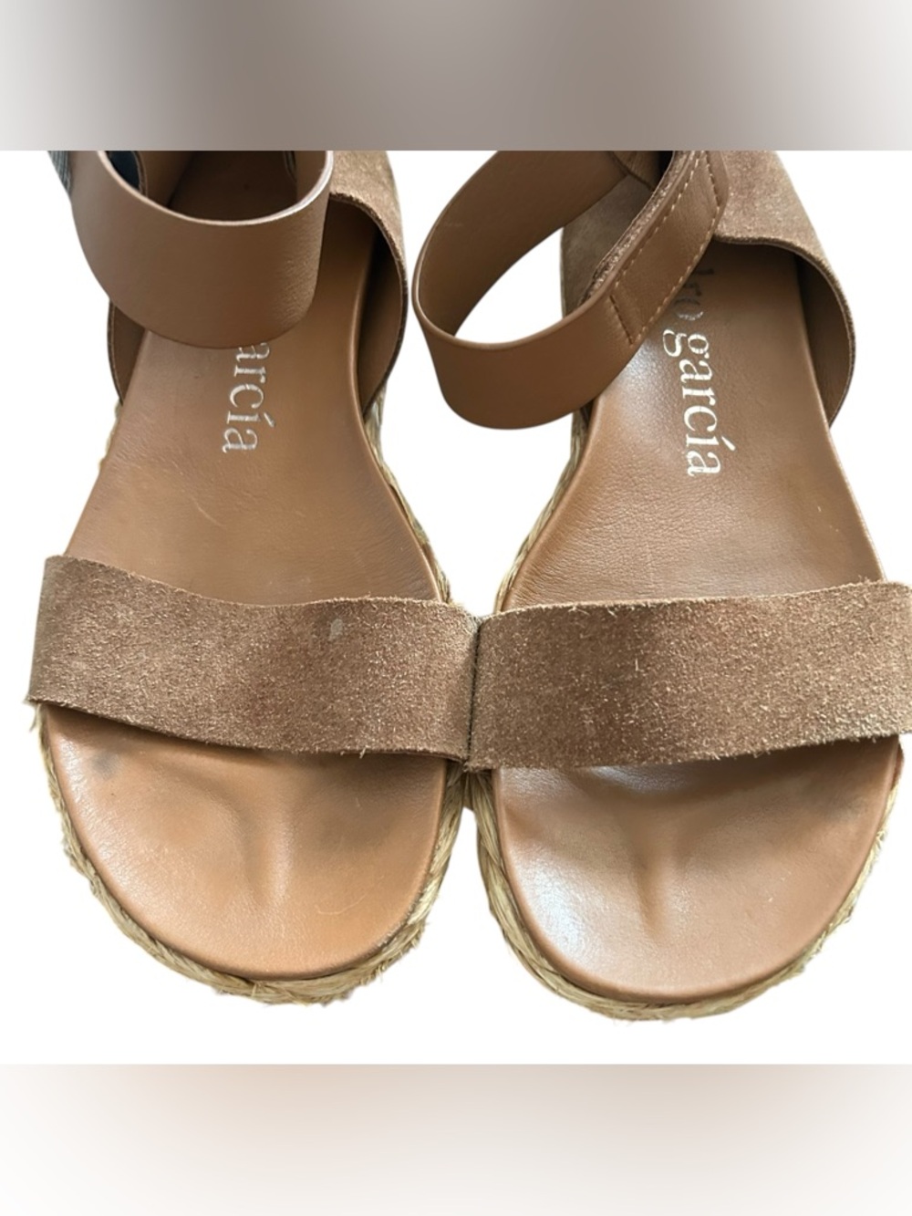 PEDRO GARCIA 40.5 JAIDA SANDAL suede leather w raffia cork sole trim comfort - Picture 10 of 12